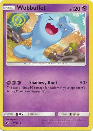 Wobbuffet 49/147 Uncommon - Pokemon Sun & Moon Burning Shadows Card