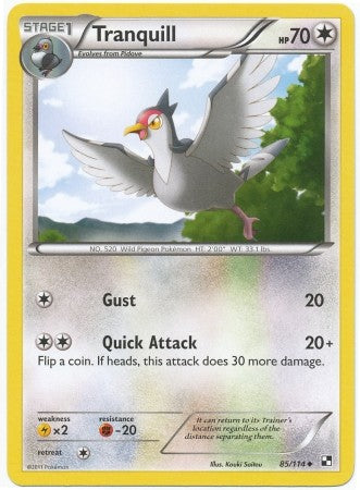 Pokemon Black & White Tranquill 85/114 Uncommon Card