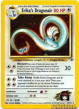 Pokemon Gym Heroes Holo Card - Erika's Dragonair 4/132