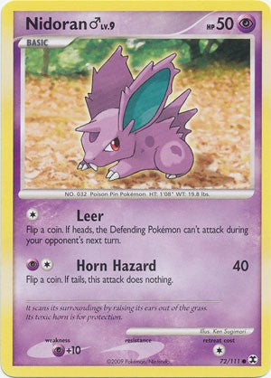 pokemon nidoran card Pokemon Platinum Rising Rivals Single Card Common Nidoran (M) 72/111 –  PokeOrder.com