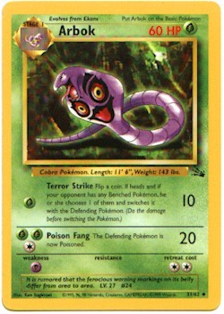 Pokemon Fossil Uncommon Card - Arbok 31/62
