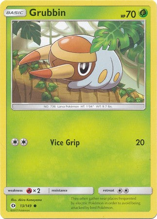 Grubbin 13/149 Common - Pokemon Sun & Moon Base Set Single Card
