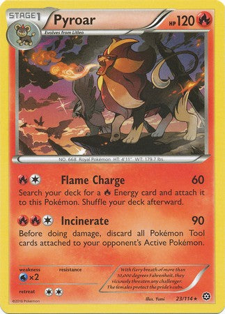 Pyroar 23/114 Rare - Pokemon XY Steam Siege Card