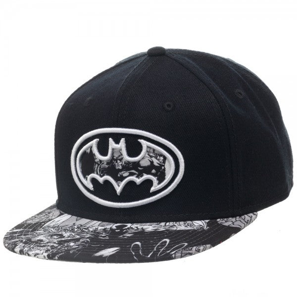 Batman Black/White Logo Sublimated Bill Snapback