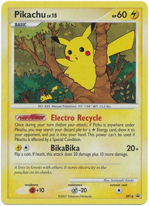 Pokemon Diamond & Pearl Holo Rare Promo Card - Pikachu DP16