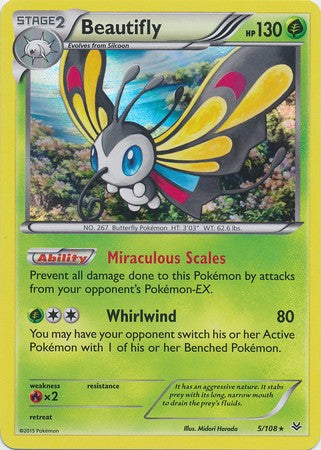 Beautifly 5/108 Holo Rare - Pokemon XY Roaring Skies Card