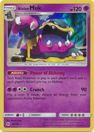 Alolan Muk 58/149 Holo Rare - Pokemon Sun & Moon Base Set Single Card