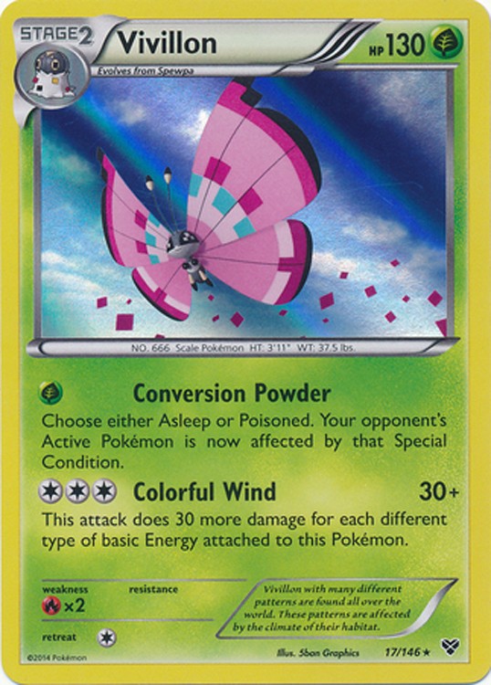 Vivillon 17/146 Meadow - Pokemon XY Holo Rare Card