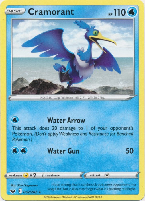 Pokemon Single Card Sword & Shield Base Set - 62/202 : Cramorant Pokemon Single Card Sword & Shield Base Set - 62/202 : Cramorant