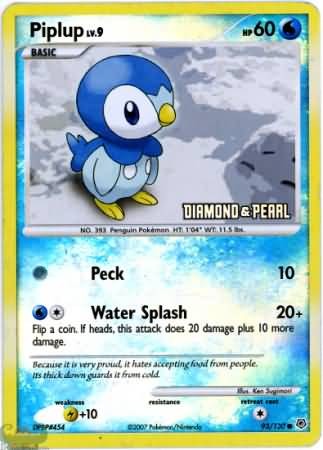 Pokemon Burger King Common Promo Card - Piplup 93/130
