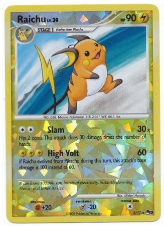 Pokemon Raichu 3/17 Rare Promo Single Card