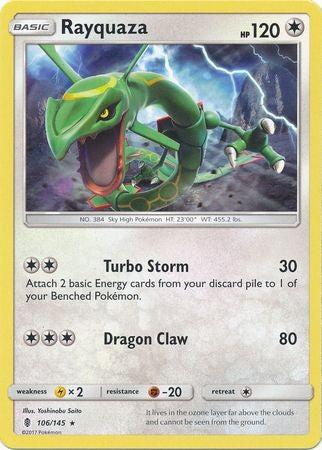Pokemon Rayquaza - 106/145 - Rare - Sun & Moon: Guardians Rising Pokemon Rayquaza - 106/145 - Rare - Sun & Moon: Guardians Rising