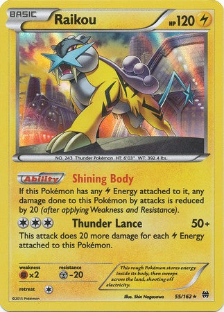 Raikou 55/162 Holo Rare - Pokemon XY Break Through Card