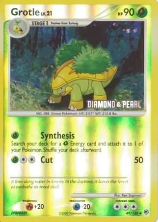 Pokemon Burger King Uncommon Promo Single Card - Grotle 49/130