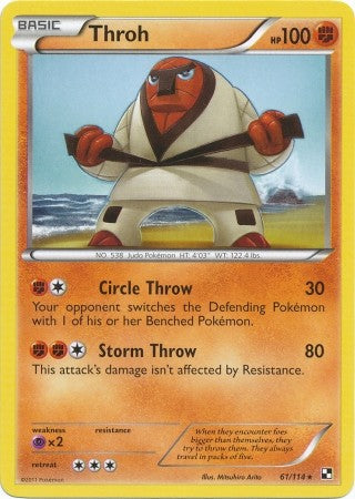 Pokemon Black & White Throh 61/114 Rare Single Card