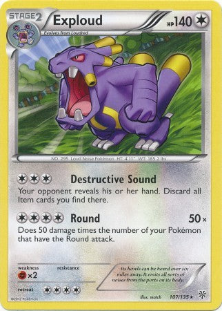 Pokemon Single Card B&W - PLASMA STORM (Reverse Holo) - 107/135 : Exploud Pokemon Single Card B&W - PLASMA STORM (Reverse Holo) - 107/135 : Exploud