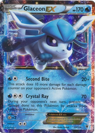 Pokemon X and Y Fates Collide Ultra Rare Holo EX Glaceon EX #20