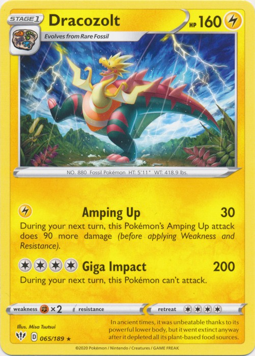 Dracozolt - 065/189 Pokemon » SWSH Darkness Ablaze Rare