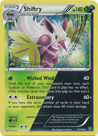 Pokemon Card Rare Holo Shiftry XY Steam Siege 11/114