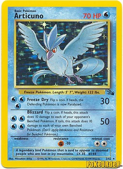 pokemon fossil card Articuno (2/62) - Fossil 1st Edition Holofoil