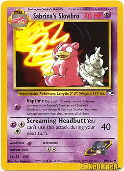 Pokemon Gym Heroes Uncommon Card - Sabrina's Slowbro 60/132