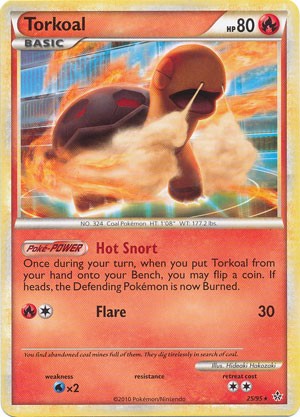 Pokemon Card HS Unleashed Single Card Rare Torkoal 25/95 Pokemon Card HS Unleashed Single Card Rare Torkoal 25/95