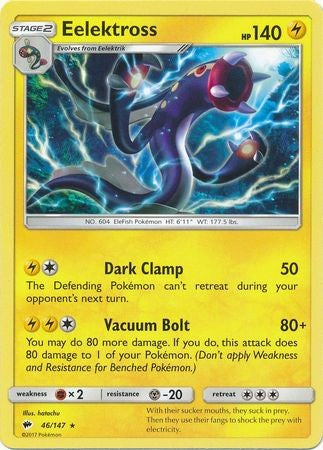 Eelektross 46/147 Rare - Pokemon Sun & Moon Burning Shadows Card