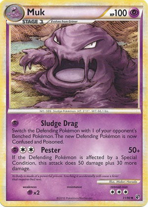 Pokemon Card HeartGold SoulSilver Undaunted Uncommon Muk 31/90