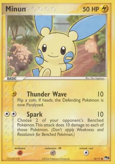 Pokemon POP Series 1 Promo Card Minun 12/17 Common