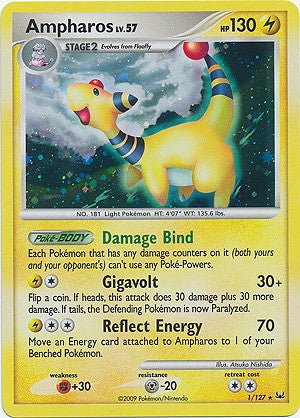 Pokemon Platinum Edition Holo Rare Card - Ampharos 1/127