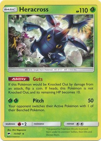 Heracross 11/147 Rare - Pokemon Sun & Moon Burning Shadows Card