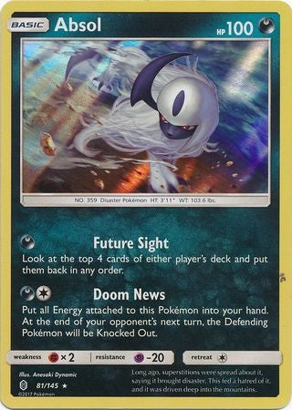 Absol 81/145 Holo Rare - Pokemon Sun & Moon Guardians Rising Card
