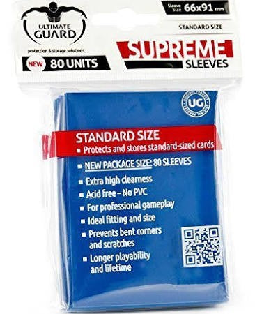 Ultimate Guard Supreme Standard Sized Sleeves - Blue (80 Card Sleeves)