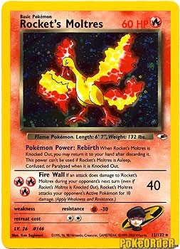Pokemon Gym Heroes Holo Card - Rocket's Moltres 12/132