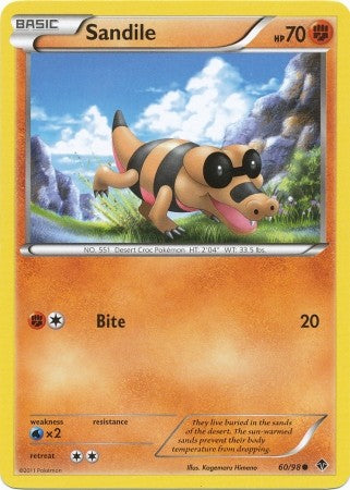 pokemon sandile card Emerging Powers Common Primary color:Silver Legend Maker [Fighting][Fighting] Pokemon TCG V Heroes