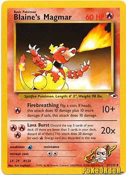 Pokemon Gym Heroes Uncommon Blaine's Magmar #37 Pokemon Gym Heroes Uncommon Blaine's Magmar #37