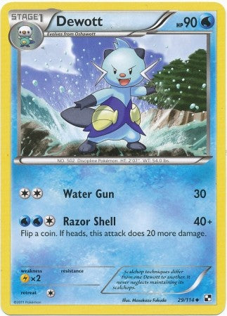 Pokemon Black & White Dewott 29/114 Uncommon Card