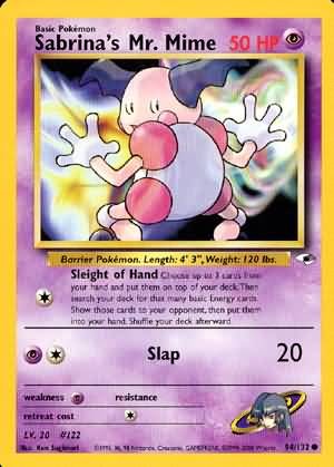 Pokemon Gym Heroes Common Card - Sabrina's Mr. Mime 94/132