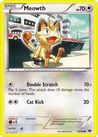 Pokemon Next Destinies Reverse Holo Common Card - Meowth 80/99 Pokemon Next Destinies Reverse Holo Common Card - Meowth 80/99