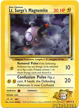 Pokemon Gym Heroes Uncommon Card - Lt. Surge's Magnemite 50/132
