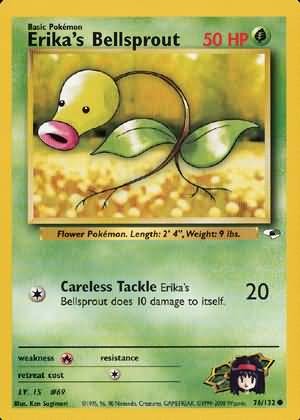 Pokemon Gym Heroes Common Card - Erika's Bellsprout 76/132