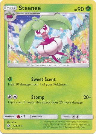 Steenee 19/149 Uncommon - Pokemon Sun & Moon Base Set Single Card