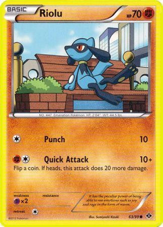 Pokemon Next Destinies Reverse Holo Common Card - Riolu 63/99