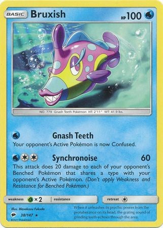 Bruxish 38/147 Rare - Pokemon Sun & Moon Burning Shadows Card