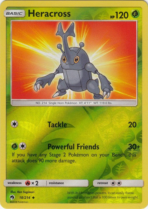 pokemon cards 2018 value Heracross : Sun AND MOON - LOST THUNDER 18/214