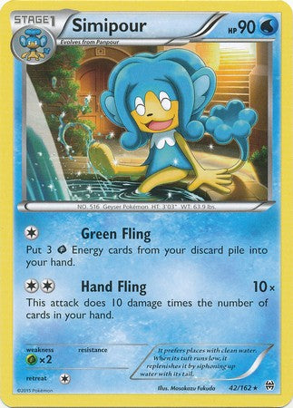 Simipour 42/162 Rare - Pokemon XY Break Through Card
