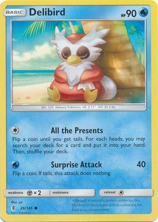 Delibird 26/145 Common - Pokemon Sun & Moon Guardians Rising Card