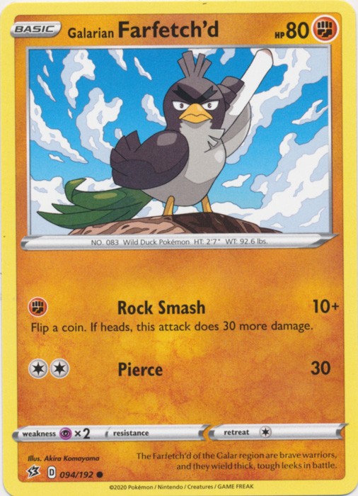 Galarian Farfetch'd - 094/192 Pokemon » SWSH Rebel Clash Common