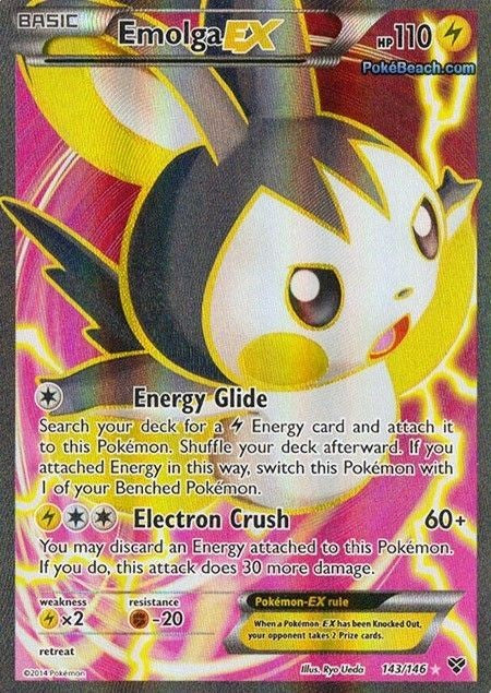 Emolga EX 143/146 - Pokemon XY Holo Full Art Ultra Rare Card Emolga EX 143/146 - Pokemon XY Holo Full Art Ultra Rare Card