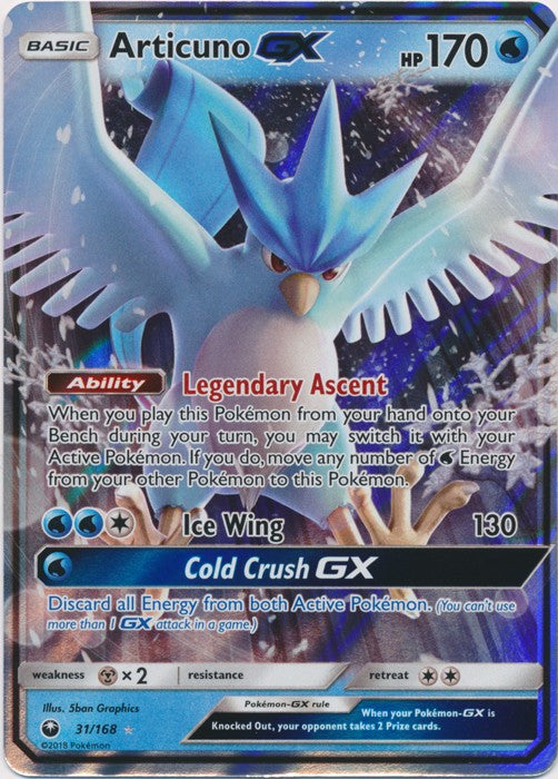 Articuno GX 31/168 Ultra Rare - Celestial Storm SM7 Pokemon Card